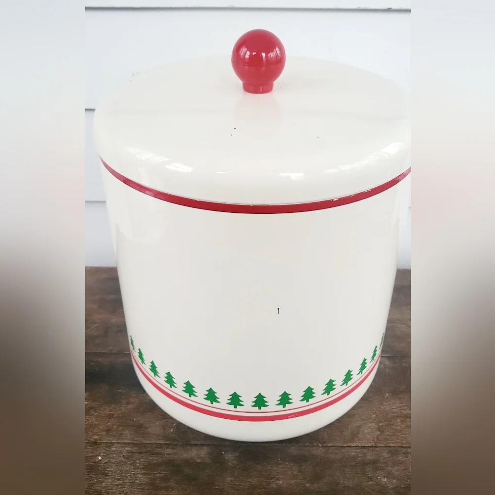 Vintage Kitschy Mid Century Shinko Lacquerware Christmas Holiday Ice Bucket